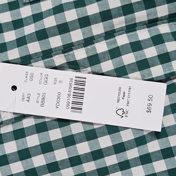 NWT J. Crew Green White Gingham Check Secret Wash Long Sleeve Button Down Shirt - Picture 9 of 16